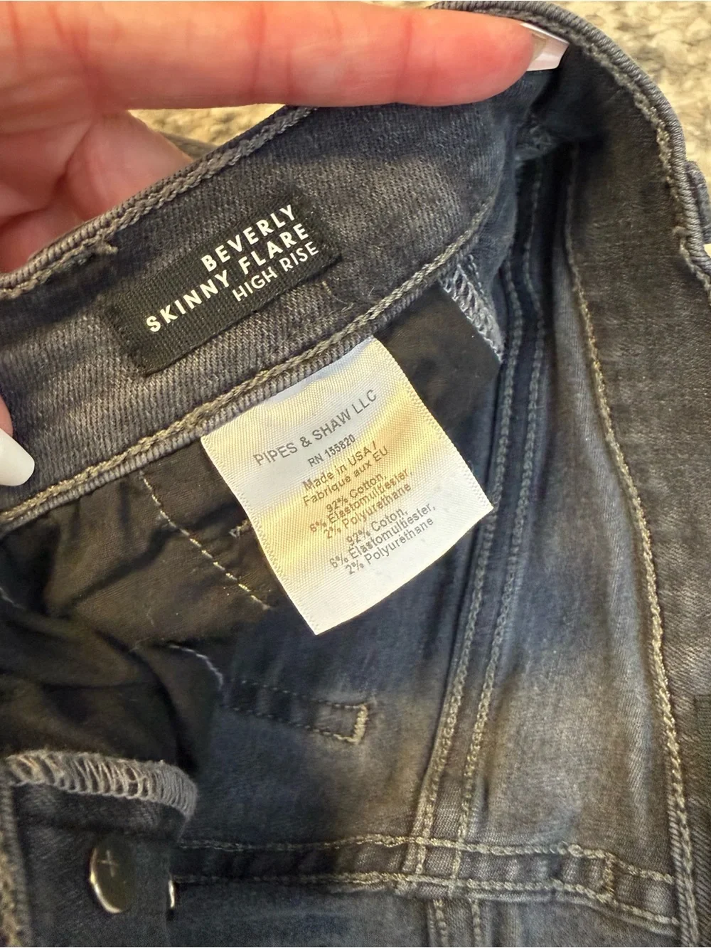 Veronica Beard Beverly Skinny Flare High Rise Jeans Size 27 Charcoal Gray Button